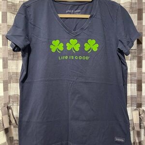 Life Is Good Charcoal Tee with Inspirational Patch